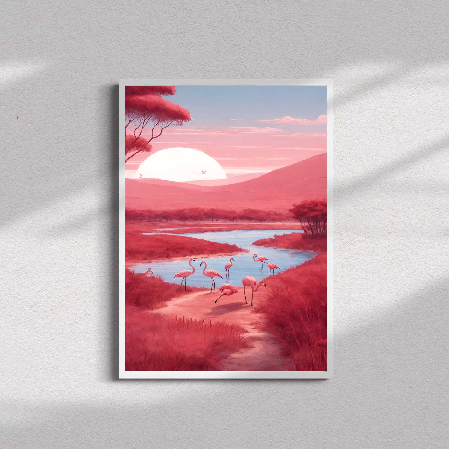 Quadro Decorativo Flamingos Rosa em Arte